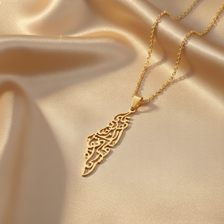 Collier de carte de calligraphie Ummahya Palestine